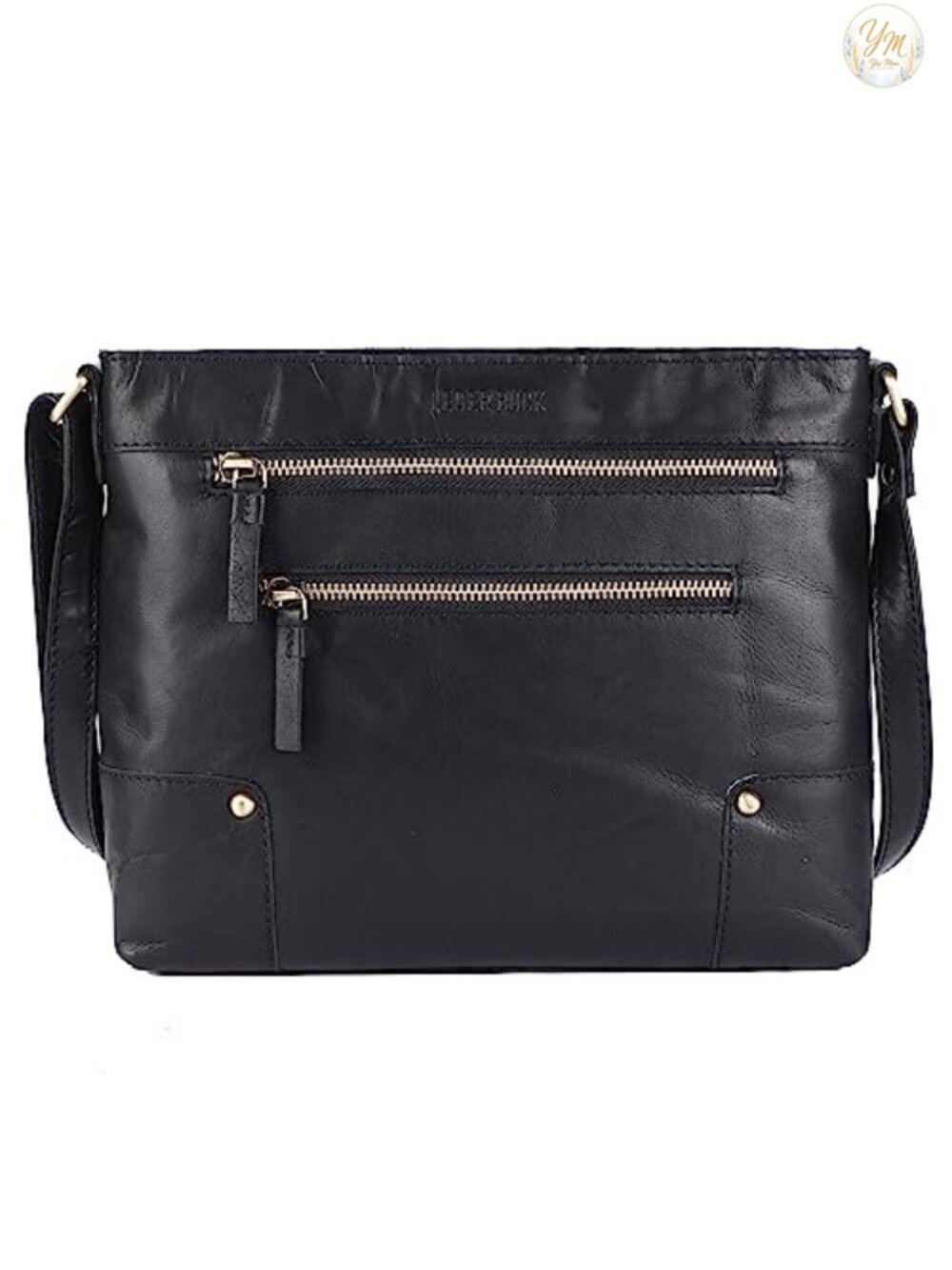 Genuine Leather Crossbody Bag Triple Zip Adjustable Shoulder Purse Large
